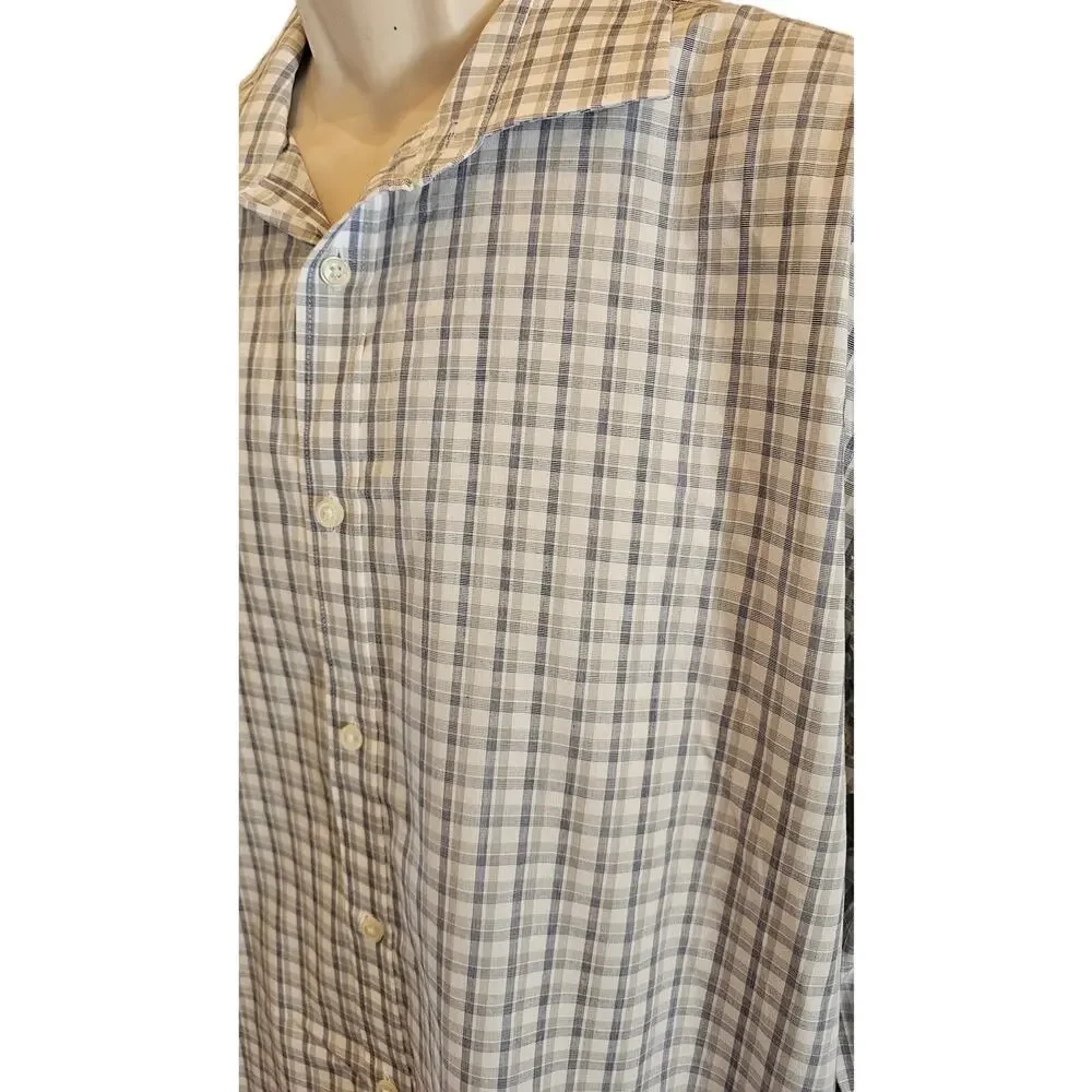 All season stretch no iron fitted plaid Tommy hilfiger dress shirt 17 34 / 35 XL